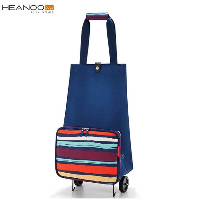 Compact Expandable Soft-Shell Nylon Wheeled Market Shopping Trolley Bag