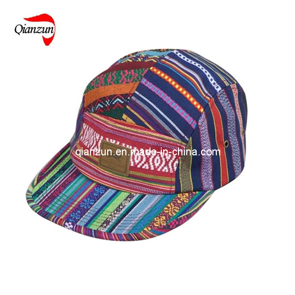 Stripe Leather Label 5 Panel Leisure Hat Cap