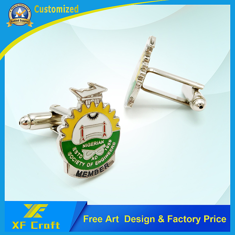 Professional Custom Fashion Metal/Iron/Enamel/Nickel Cufflinks and Tie Pin Set for Men (XF-CF03)