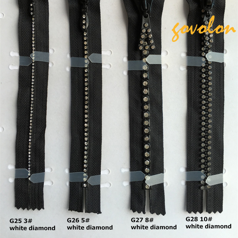 Black Crystal Diamond Zipper for All Sizes