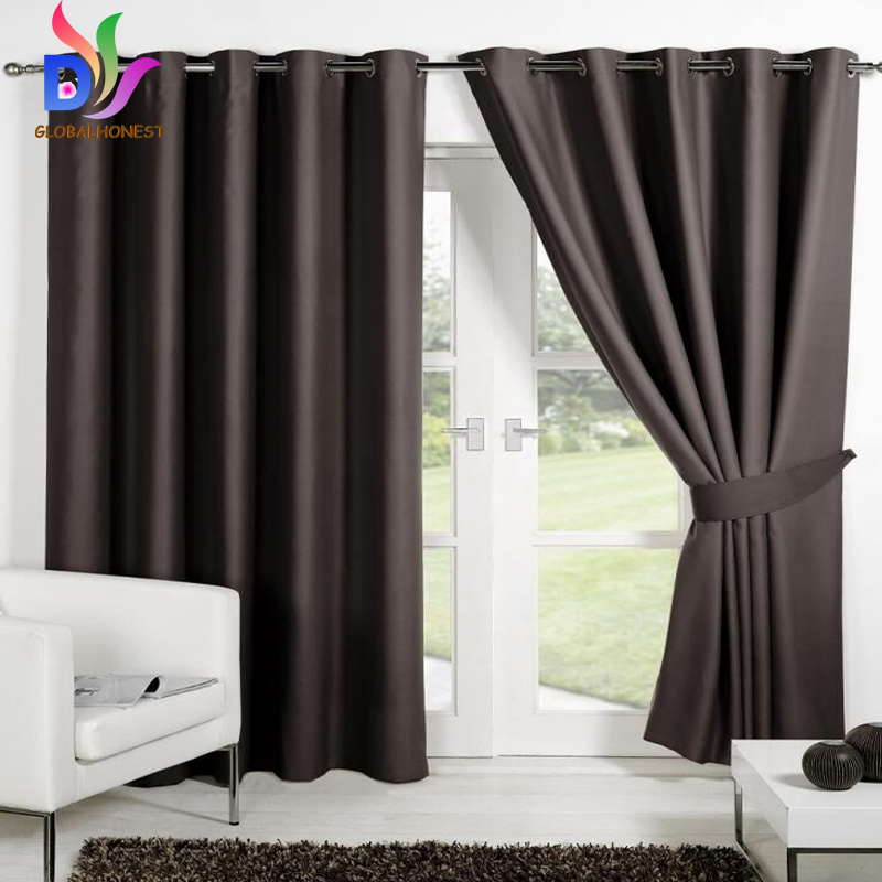 High Quality Blackout Curtains Living Room Window Curtain Damask Flocked Eyelet Curtains Ringtop