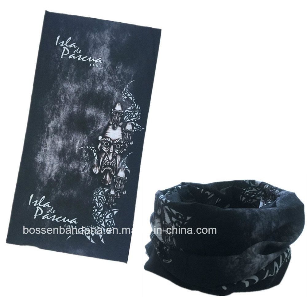 Factory Produce Customized Design Print 25*50cm Black Microfiber Neck Tube Scarf