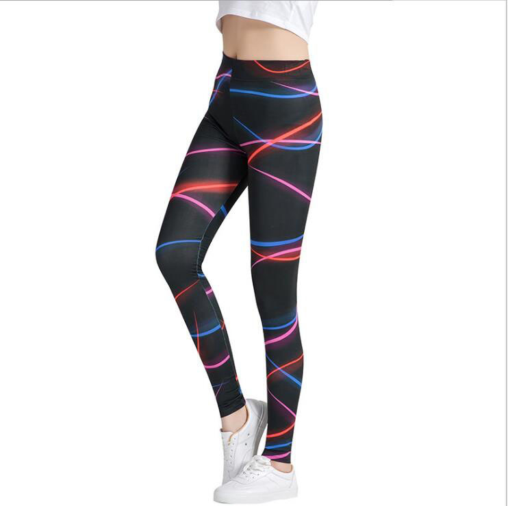High Waist Tight Skinny Nine-Point Pants Bundle Leg Sexy Print Sweatpants