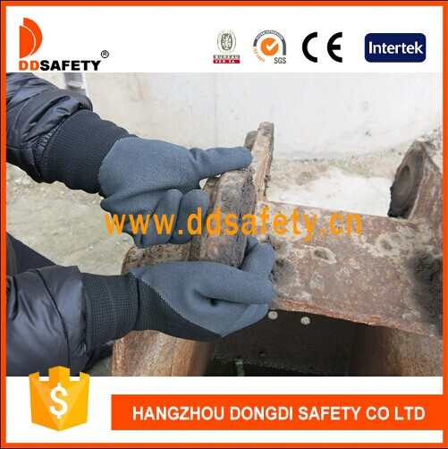 Ddsafety 2017 Black High Elastic Polyester Black Latex Foam Double Gloves