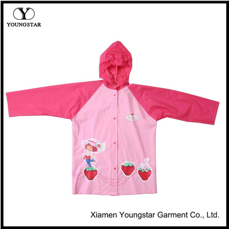 Customize Design PVC Rain Jacket with Hood for Kids