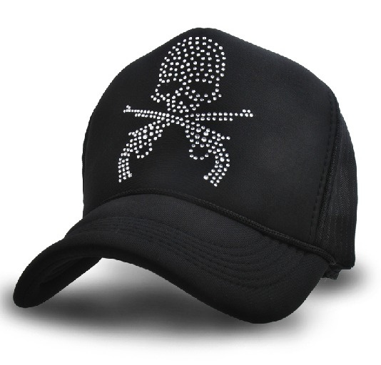 Skull Mesh Trucker Cap Black