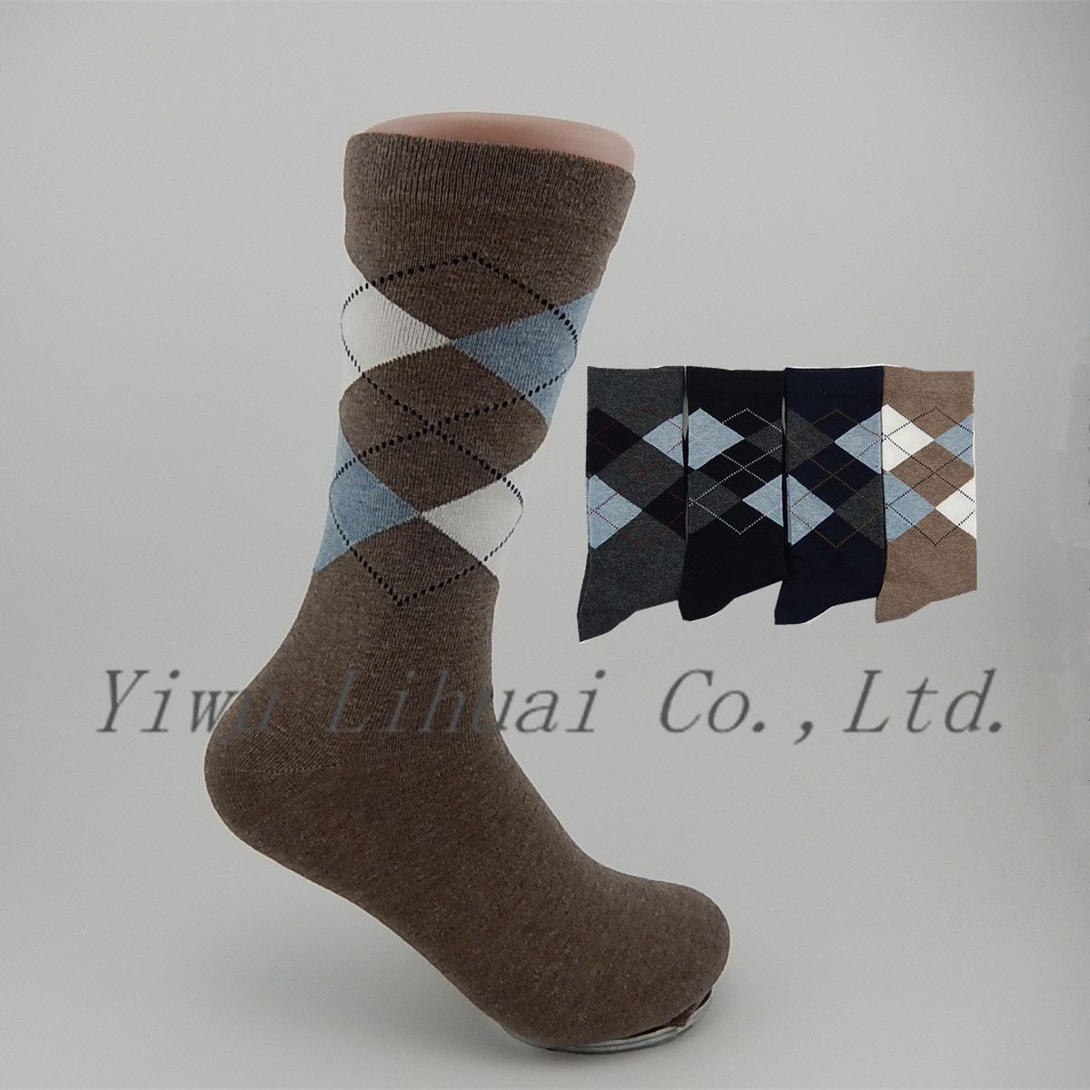 Match-up Men Colorful Argyle Cotton Crew Socks Brand Business Socks