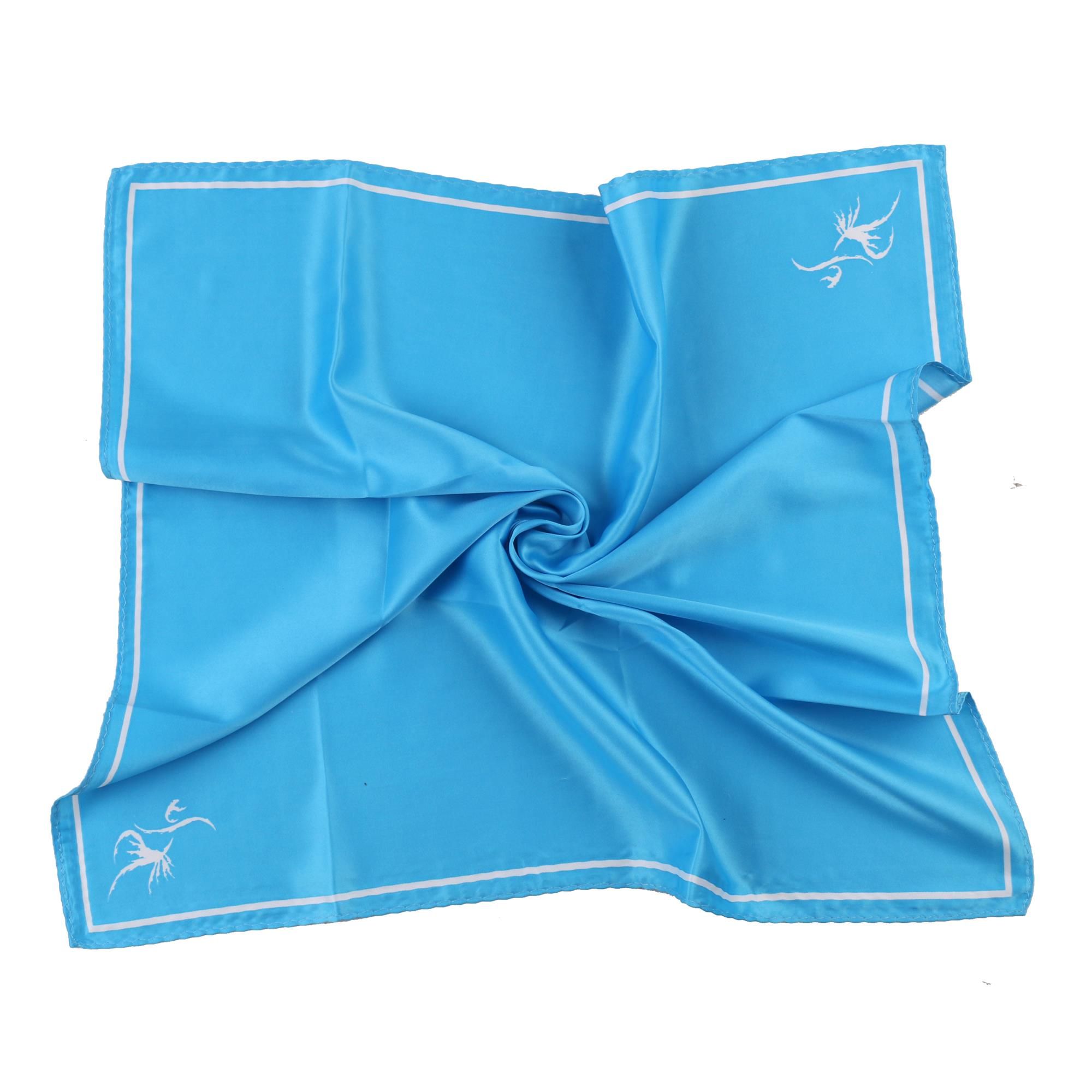 Solid Light Blue Square Scarf Custom Made Logo Silk Printed Scarf (LS-39)