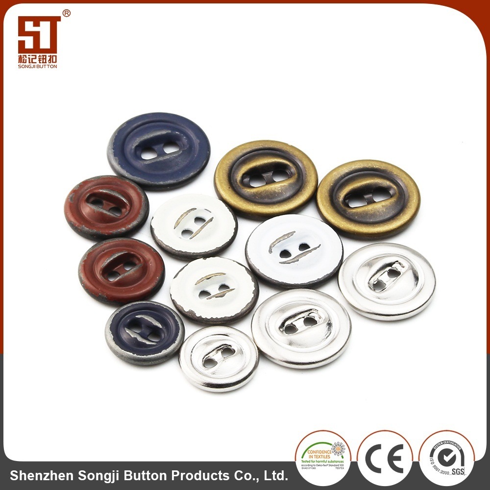 Fashion Round 2-Hole Color Matching Metal Jacket Button