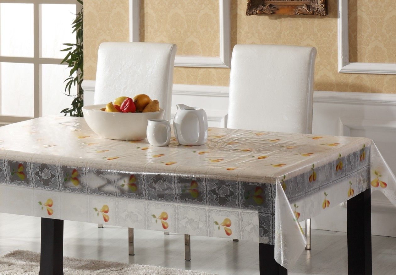 Plastic Embossed Transparent Table Cloth in Roll