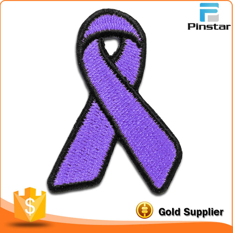 Fashion Custom Purple Ribbon Garment Accessories Patch