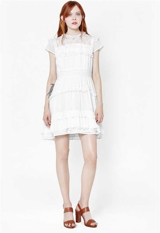 High Quality White Lace High Neck Dress