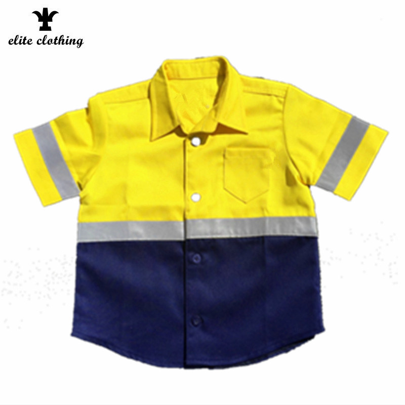 2018 wholesale cheap reflective cotton twill kids workwear