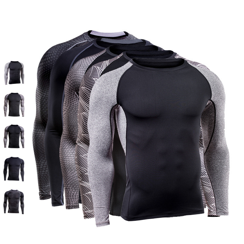 Quick Dry T-Shirt Fitness Wear Long Sleeve Tight Elastic Sportswear