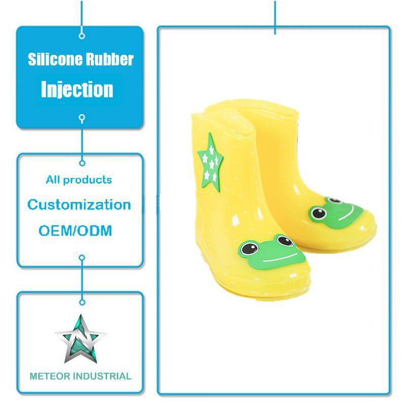 Customized Silicone Rubber Injection Antislip Waterproof Lovely Colorful Rain Shoes for Kids/Childrem