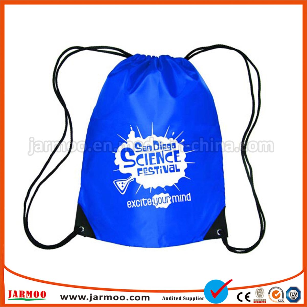 Custom Silk Printing Polyester Drawstring Bag