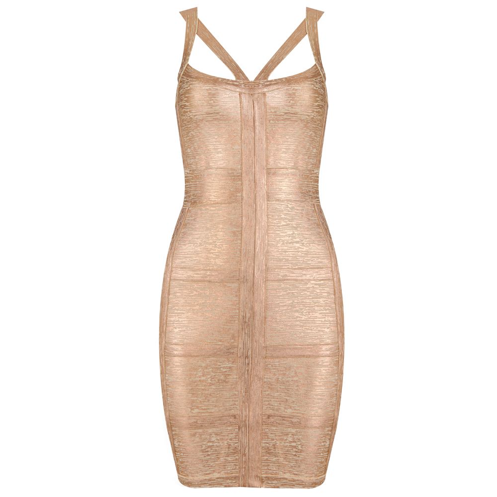 Luxury Slip Gold Stamping Bandage Dress