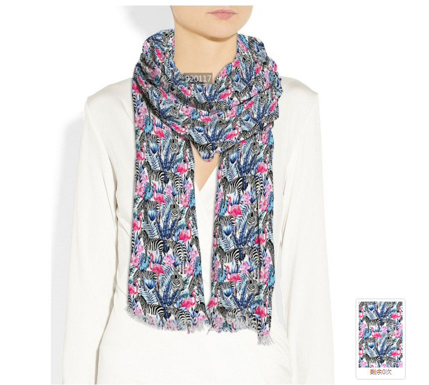 Zebra and Flamingo Pattern Customized Silk Scarf
