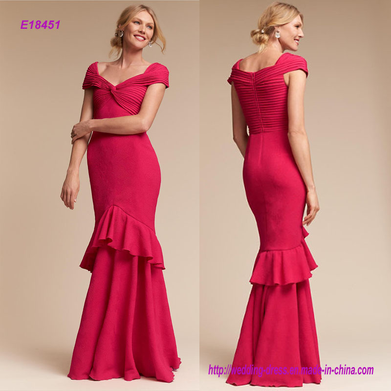 Flattering Cap Sleeves Evening Dress with Featuring a Front Twist Detail