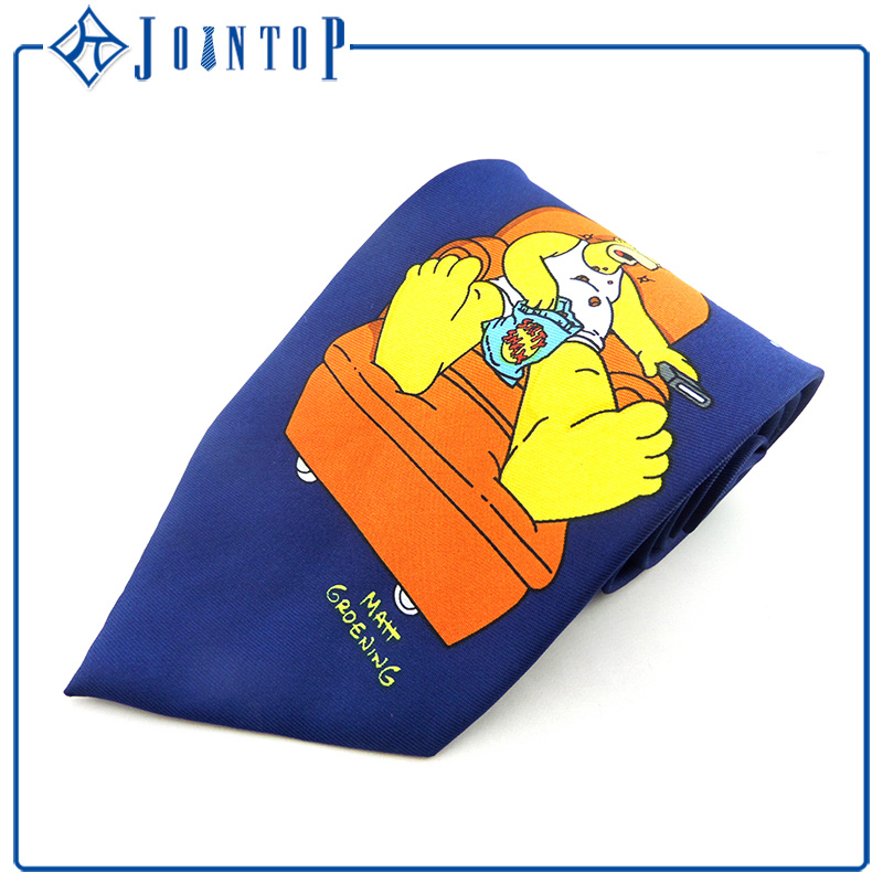 Logo Design Comic Digital Printing Silk Men Necktie