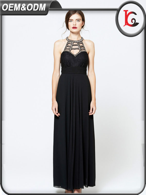 2017 Dresses Women Summer Party Black Sexy Halter Sleeveless Long Maxi Dress