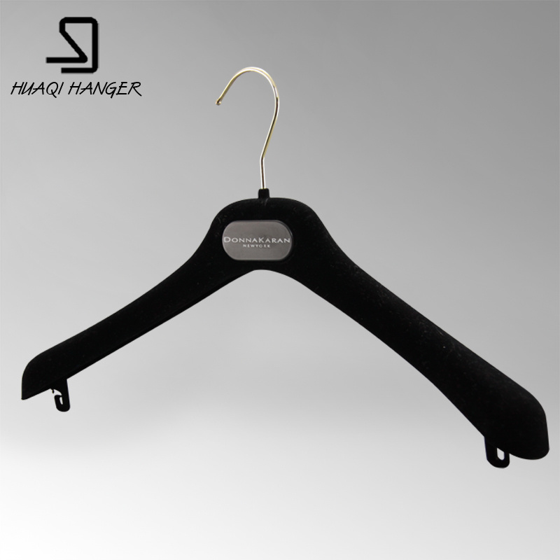 Huaqi Flocked Shoulder Black Female Plastic and ABS Hanger