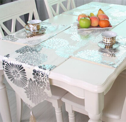 Metallic Print Table Runner Decorative Short Plush Table Flag (JTR-16)