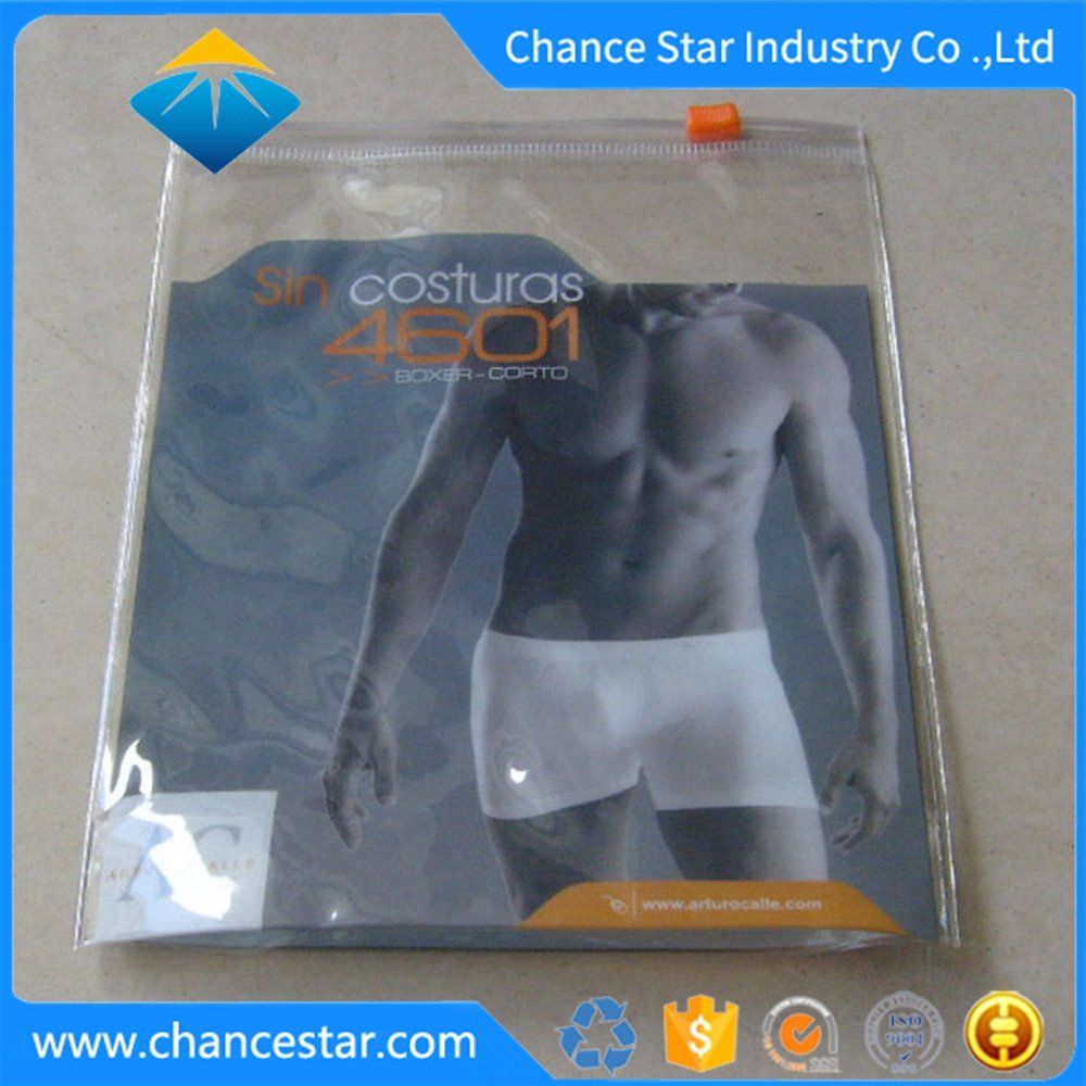 Custom Printing Clear PVC Underwear Packaging Bag with Ziplock