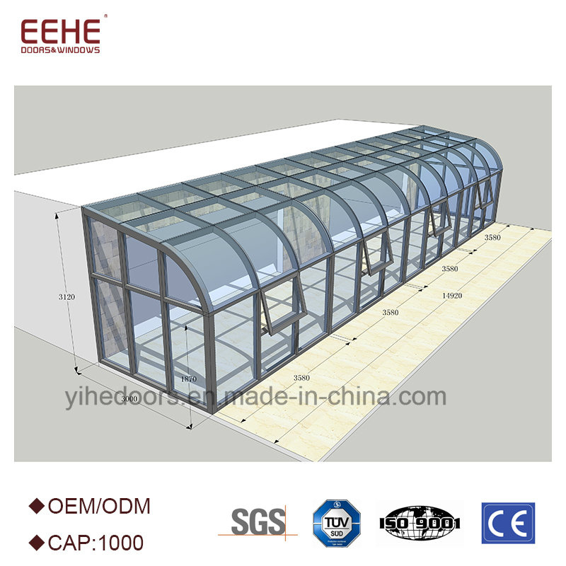 Tempered Glass Aluminium Frame Sunroom Simple Design for Commercial
