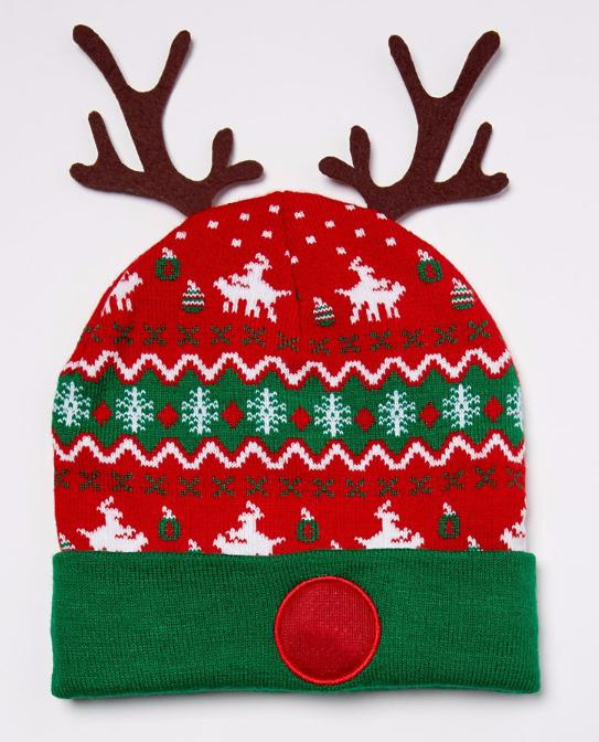 Light up Antler Christmas Beanie Hat