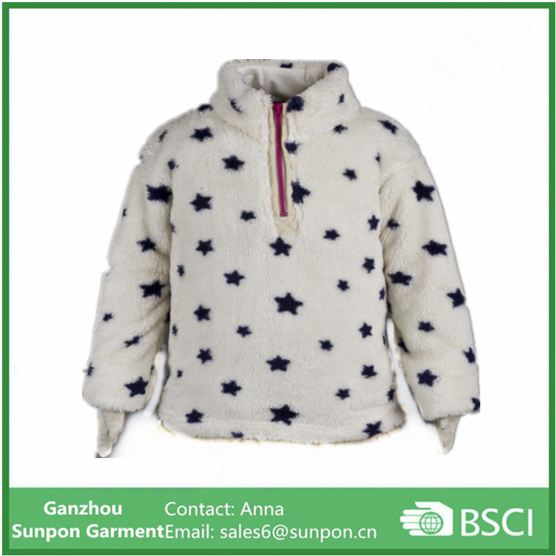 New Style Windproof Micro Fleece Cardigan Hooded Jacket for Kids