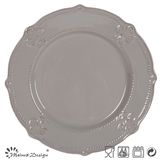 Crockery Round Shape Embossed Grey Color Dinner Plate