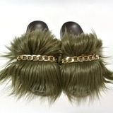 Ornaments Plush Fur Slide Sandals