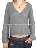 Women Knitted V Neck Fashion Clothes with Buttons (12AW-009)