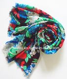 100% Polyester Lady Scarf Multicolor Flower Printed Design (HWBPS107)