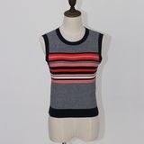 Lady's Colorful Striped Fashion Sweater with Sleeveless