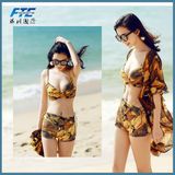 Summer Women Boho Chiffon Swimsuit with Sun-Proof Cover up