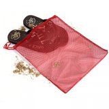 Red Polyester Mesh Drawstring Sandals Bag