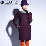 Women Wool Shift Dress with Lace Trim Peter Pan Collar