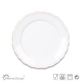 White Color Stoneware Lotus Rim Salad Plate
