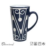 Simple Glazing Silk Screen Pattern Tall Mug