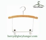 High Quality Natural Wooden Children Hanger with Metal Clips