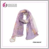 Simple and Elegant Ladies Pleats 100% Voile Chiffon Scarf (SNQ107)