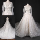 Transparent Sleeve Colorful Evening Bridal Gown Wedding Dress Lt7513