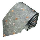 Men's Fashion Grey Background Gold Tree Design Woven Silk Ties