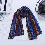 Top Quality Natural Cotton Stripe Printed Fashion Scarf (Hz210)