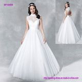 High Neckline Feminine A-Line Wedding Dress with Keyhole at The Back