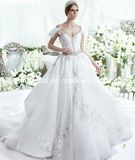 off Shoulder Lace Wedding Dress Fashion Vestidos Luxury Bridal Ball Gown LD11539