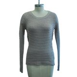 Casual R-Neck Jacquard Long Sleeve Knitted Sweater