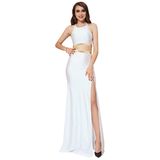 Manufacture Plus Size White Separate Golden Edge Ladies Evening Dress